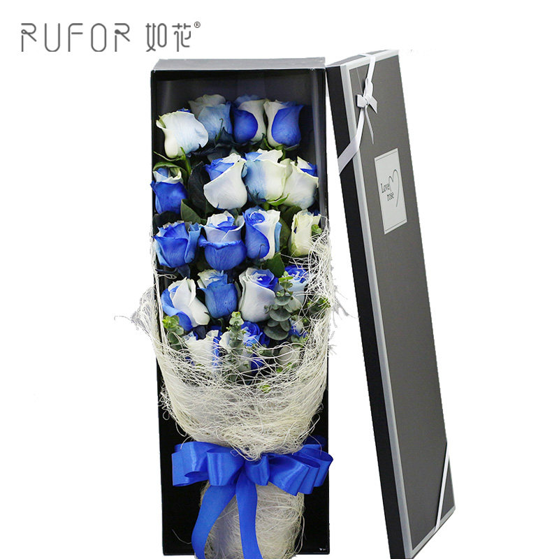 19 natural blue roses send flowers Chengdu flowers express Tongcheng roses Pi County Mianyang Wenjiang Shuangliu lover