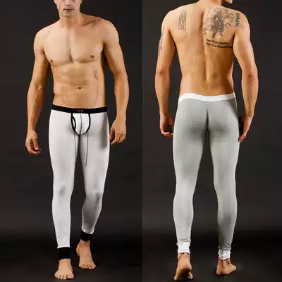 WJ men's sanitary pants sexy low-waist modal pocket tight inner pants inner pants ultra-thin one-piece warm pants