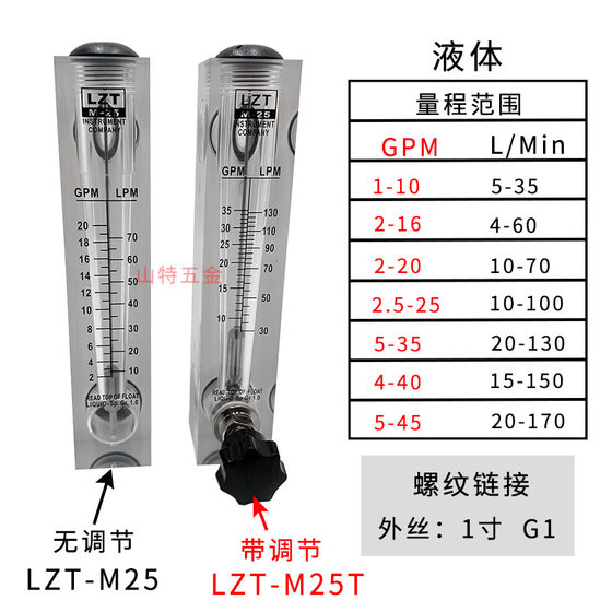 Yuyao Yuanda LZT-M15T/M25 패널 유량계 물 액체 가스 조정 15GPM으로 부동