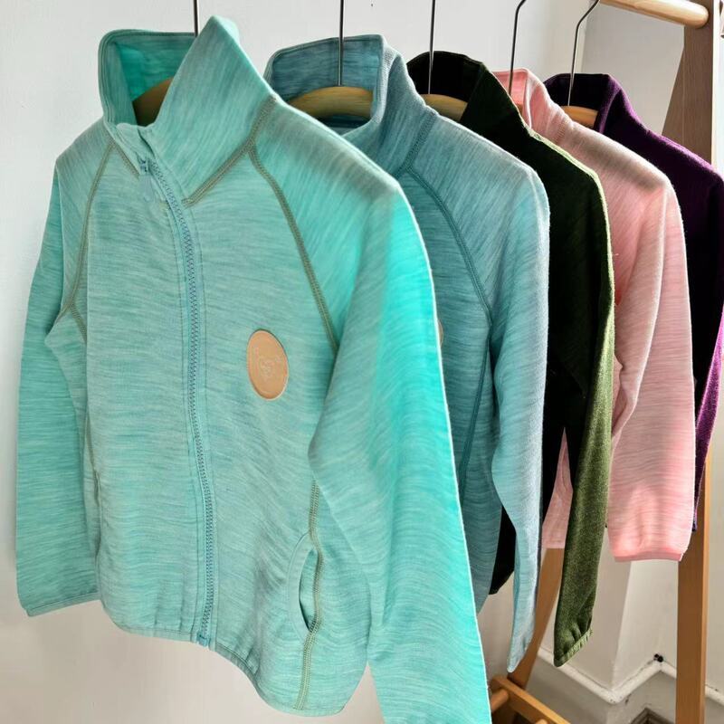 Children's Merino Wool Zipper Jacket, Kidsren's Fashionable Fleece Cardigan, Autumn and Winter Clothing