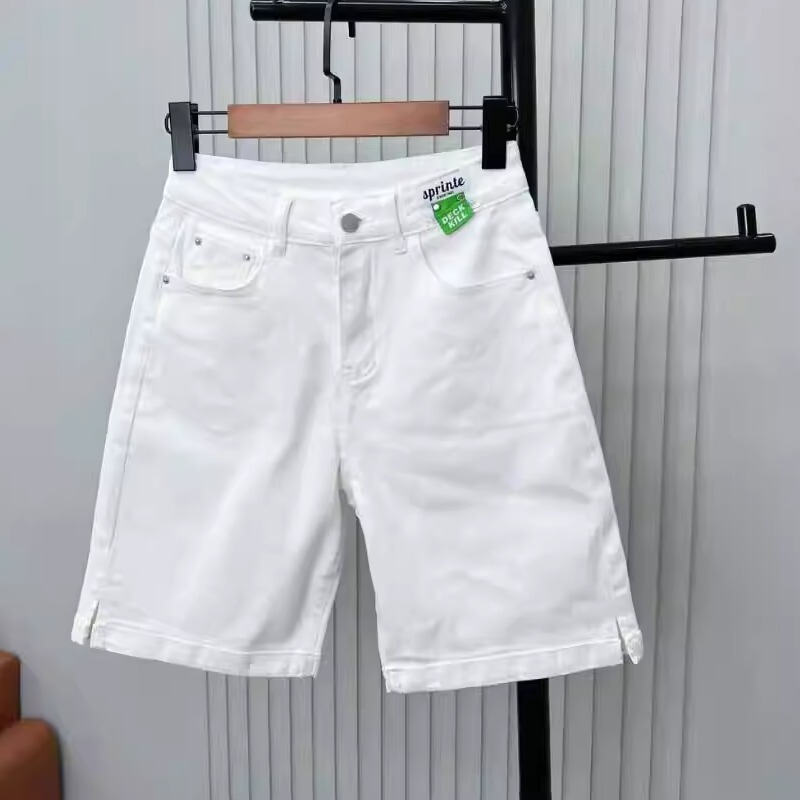 Plus Size Women's Clothing 2026 Summer High-Waisted Slit Denim Shorts for Fat Women with Wide Hips and Thick Thighs, Slimming Straight-Leg Knee-Length Pants Plus Size Women's Clothing 2026 Summer High-Waisted Slit Denim Shorts for Fat Women with Wide Hips and Thick Thighs, Slimming Straight-Leg Knee-Length Pants