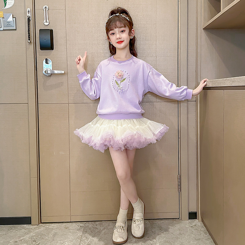 tutu dress Spring and summer girls dress Superior Children's Two - Piece Suite 2023 new gas convex skirt tide