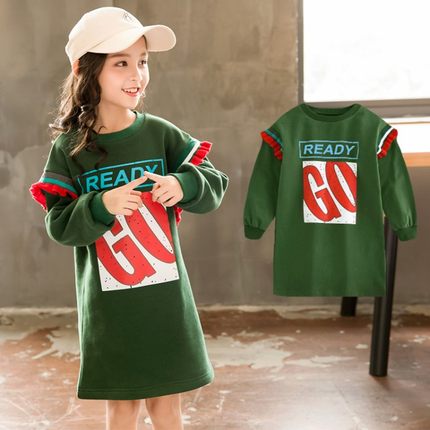 女童秋装卫衣2018新款洋气女童长款卫衣裙子