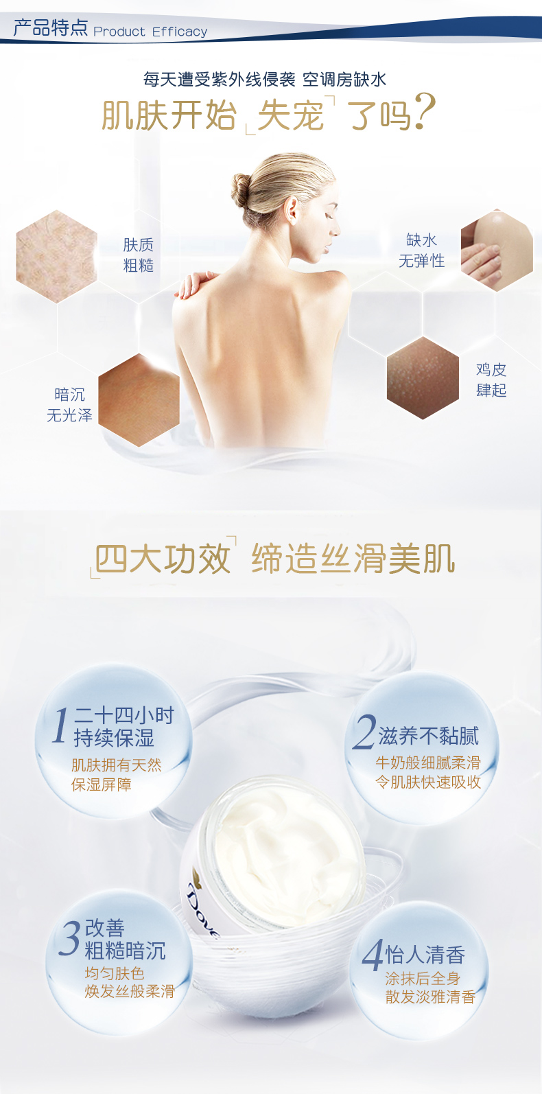 德国原产 Dove 蚕丝身体乳 美白保湿 300ml*2瓶 图2
