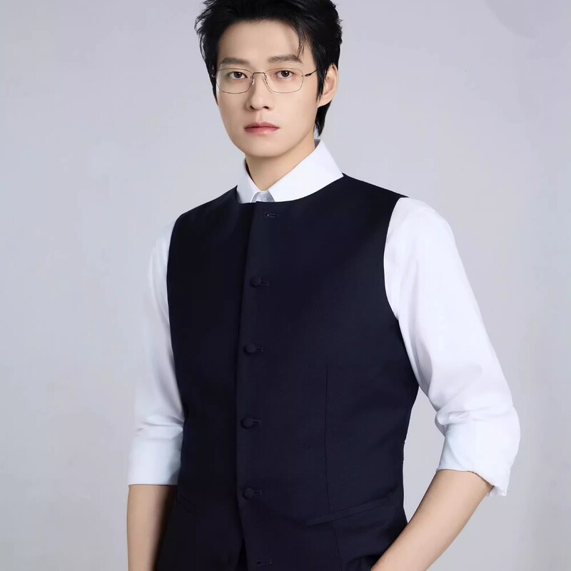 Wei Daxun Celebrity-Style Round-Neck Suit Slim-Fit Vest Commuting Suit Versatile Business Casual Jacket for Men