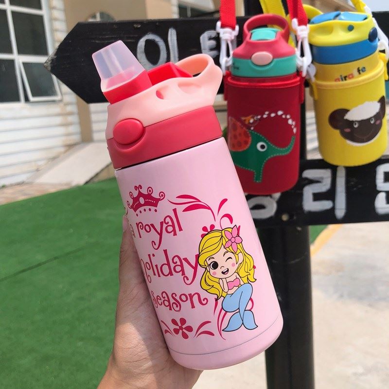 Children's leakproof insulated cup 316 stainless steel kindergarten boy with straw water glass portable girl cup