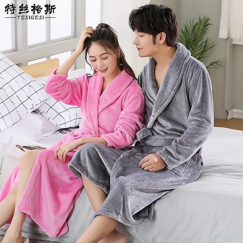 Female autumn robe coral velvet middle-aged woman marriage single piece female student high school students take a bath elderly