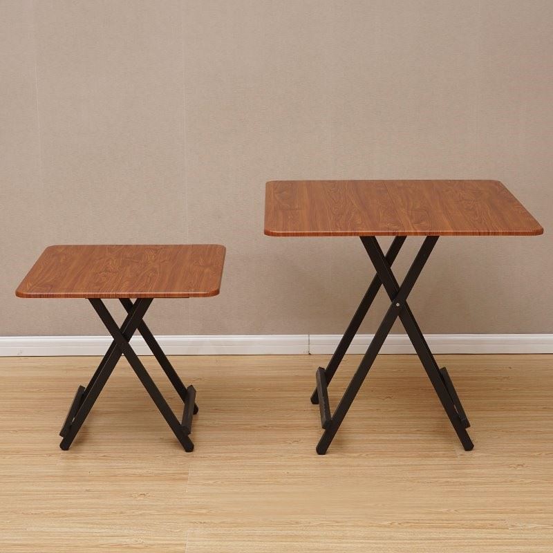 Simple portable square table stalls table small square table balcony folding table can be closed dining table wood
