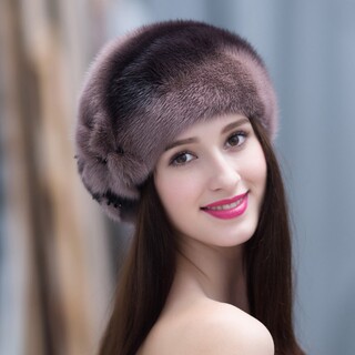 Imported Mink Fur Hat for Women in Northeast China, Winter Full Mink Fur Ear Protection, Warm Winter Mink Velvet Mother's Fur Hat