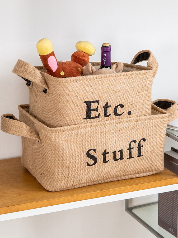 Nordic style ins linen fabric storage box Desktop basket sundries woven small basket Coffee table toy snack storage basket