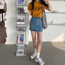 SINGSONG Cowboy Short Skirt Woman 2022 New Summer A Character High Waist Display Slim Blue Bag Hip Half Body Dress