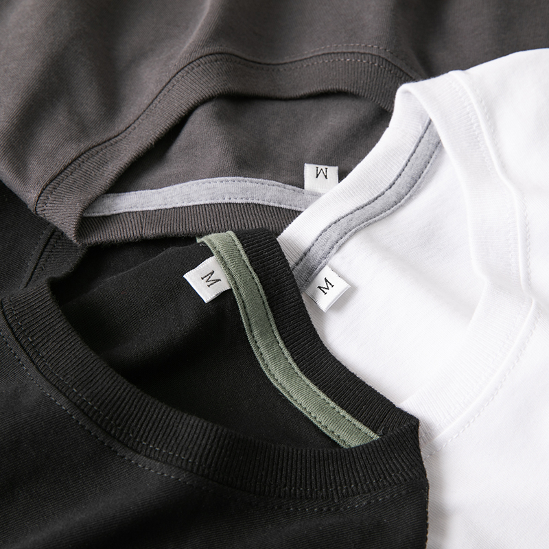 Odell cotton heavy color-blocking double yarn solid color loose large size wild summer men and women