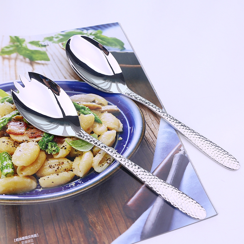 Hammer pattern 18 10 stainless steel public spoon fork meal spoon salad main meal spoon tea spoon knife and fork round soup spoon