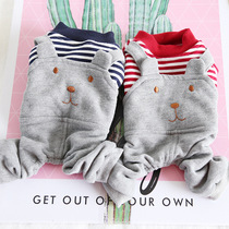 Pet clothes Teddy autumn and winter New petstyle bear strap stripes four feet puppy thick