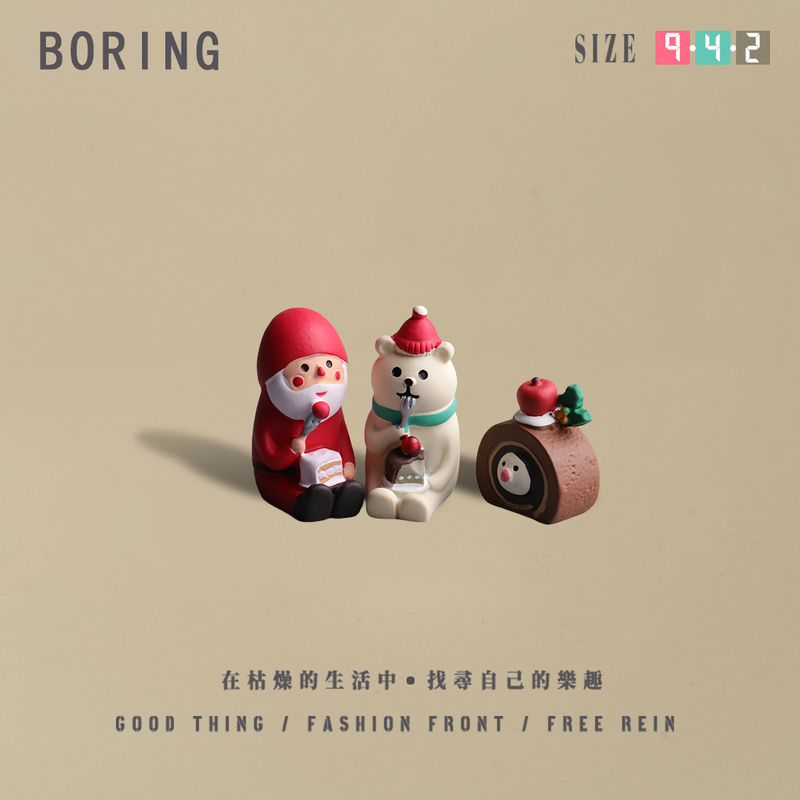 Santa Claus Eating Cake, Cute and Healing Resin Desktop Office Ornament, Gift for Girls, Scene Decoration Gift