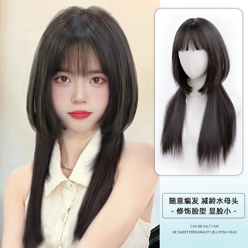 Jellyfish Head Wig Full Head Cover for Women, Summer Thin Style, Lolita Natural Age-Reducing Fashion Synthetic Hair Princess Cut Wig Jellyfish Head Wig Full Head Cover for Women, Summer Thin Style, Lolita Natural Age-Reducing Fashion Synthetic Hair Princess Cut Wig