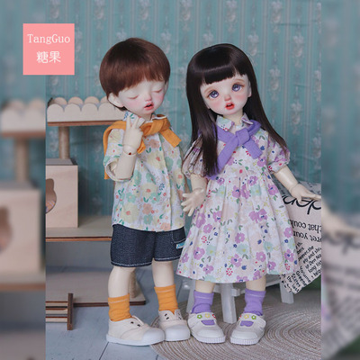 taobao agent Doll, fresh clothing, set, jeans, shawl, flowered