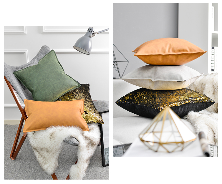 Màu rắn mờ vỏ gối phòng khách sofa da gối đệm văn phòng pu gối tựa lưng gối gối - Trở lại đệm / Bolsters gối sofa cao cấp