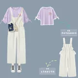 Летний комплект, комбинезон для школьников для отдыха, подходит для подростков, в корейском стиле, короткий рукав, для средней школы, оверсайз