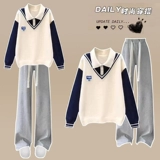 Комплект, трикотажный свитер для школьников, футболка, осенний, воротник поло