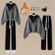 Черная утепленная толстовка, флисовые штаны, комплект