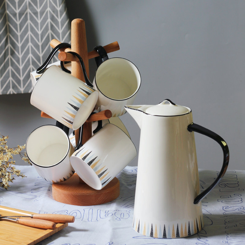 Nordic water set bone china cup light luxury cold kettle set water cup European style home living room tea cup tea set