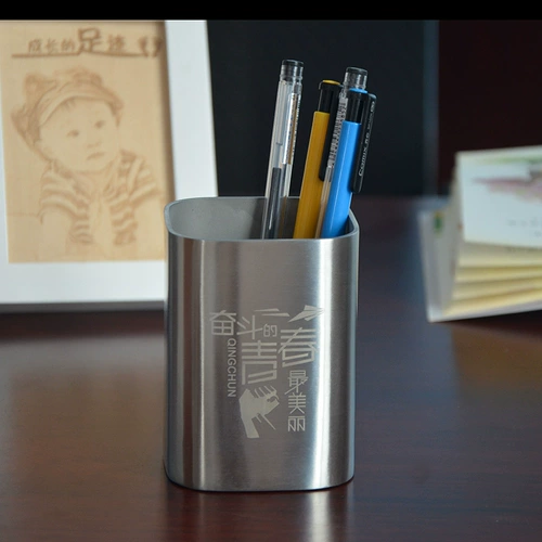 Металлический модный держатель для ручек из нержавеющей стали, милые канцтовары, коробка для хранения с гравюрой, делается под заказ