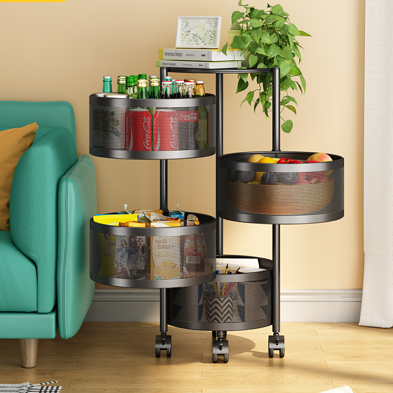 Kitchen Swivel Shelve Multifunction Round Floor Multilayer Fruit Snacks Vegetable Basket Containing storage Divine Instrumental-Taobao