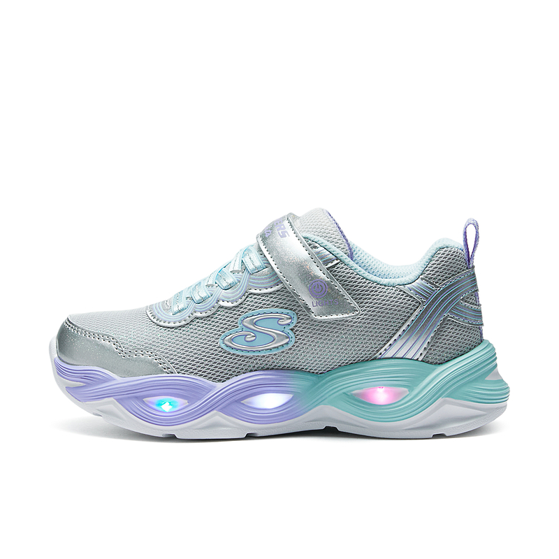 Skechers斯凯奇儿童闪灯鞋中大童亮灯休闲鞋女童公主发光运动鞋子