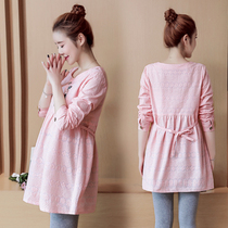 Maternity dress spring suit pregnant womens dress dress fashion spring and autumn tide Hot Mom personality cotton loose clothes