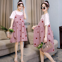 Pregnant Women summer dress dress dress 2020 Summer pregnant women tide Hot Mom personality fake two-piece loose hipster season