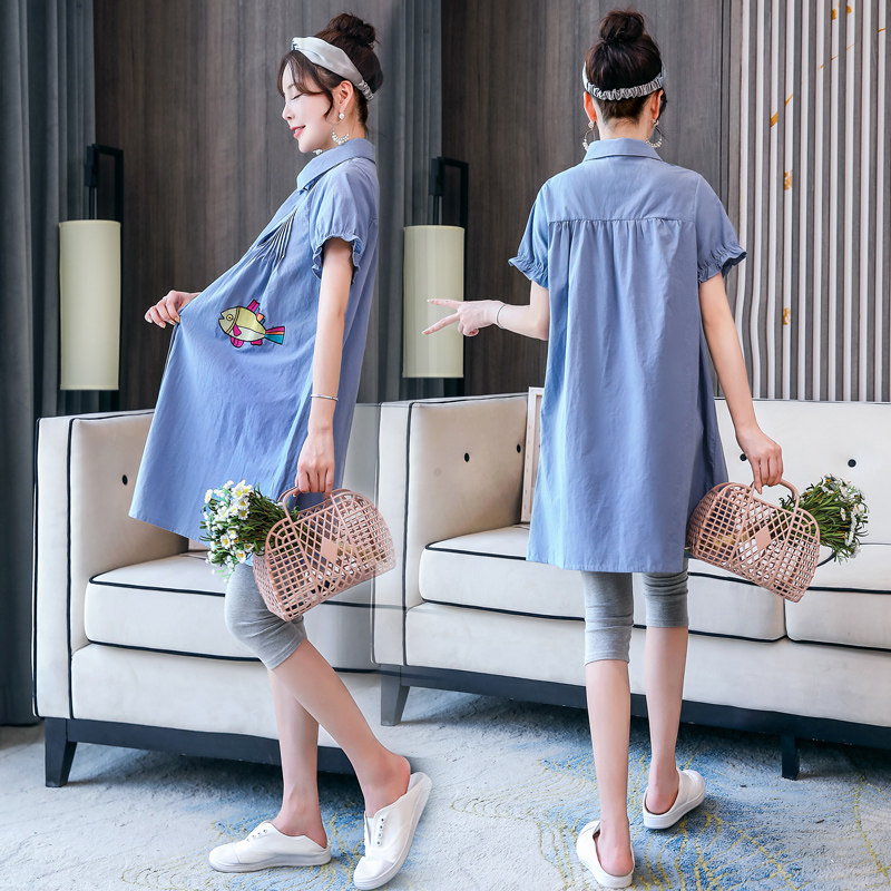 Summer maternity dress hot mom personality cover belly does not show small fresh fashion clothes