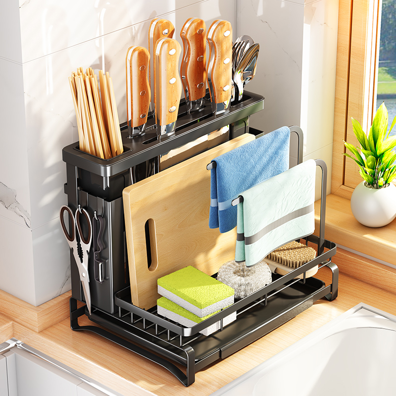 Countertop kitchen knife rack rack knife storage chopsticks barrel knife seat multi-function cutting board rack cutting board rack integrated