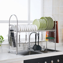 (Clearance) 304 stainless steel kitchen storage tank rack bowl drain water drying bowl rack