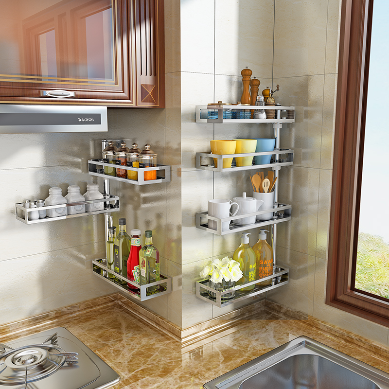 Usd 79 36 Stainless Steel Perforated Kitchen Corner Shelf Wall Mounted Rotatable Seasoning Shelf Wall Storage Supplies Wholesale From China Online Shopping Buy Asian Products Online From The Best Shoping Agent Chinahao Com