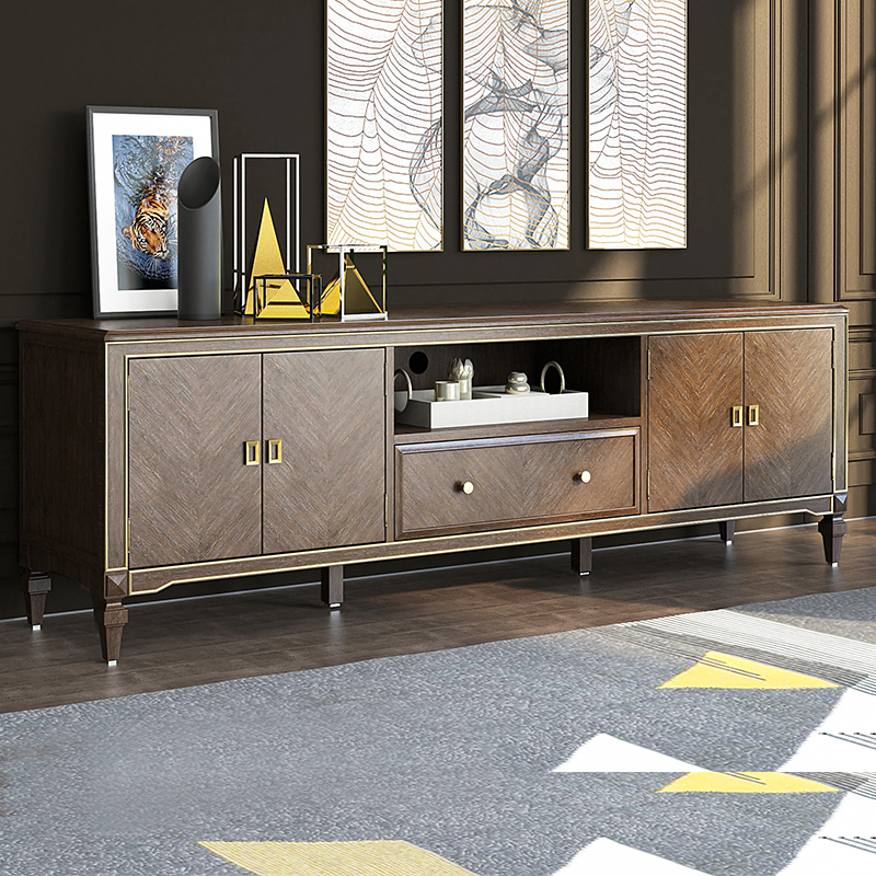 chao qu american wood TV cabinet light luxury post-modern minimalist coffee table TV cabinet combination of high-end living room furniture