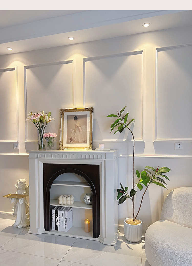 шкаф для ванной 巢趣法式奶油风实木壁炉装饰柜复古客厅壁炉边柜入户壁炉玄关柜