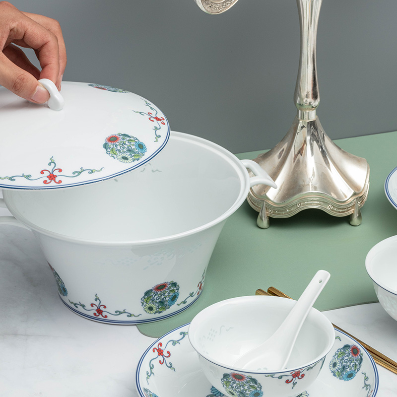 Jade cypress pastel and exquisite dishes suit white porcelain tableware in jingdezhen glaze covered 26 times home dishes by