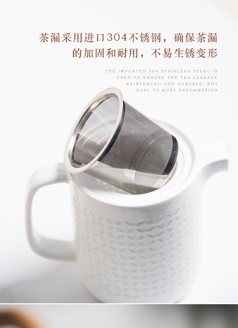 Jingdezhen BaiLingLong a pot of two cups of white jade garden balcony pure copper lines three - piece tea set