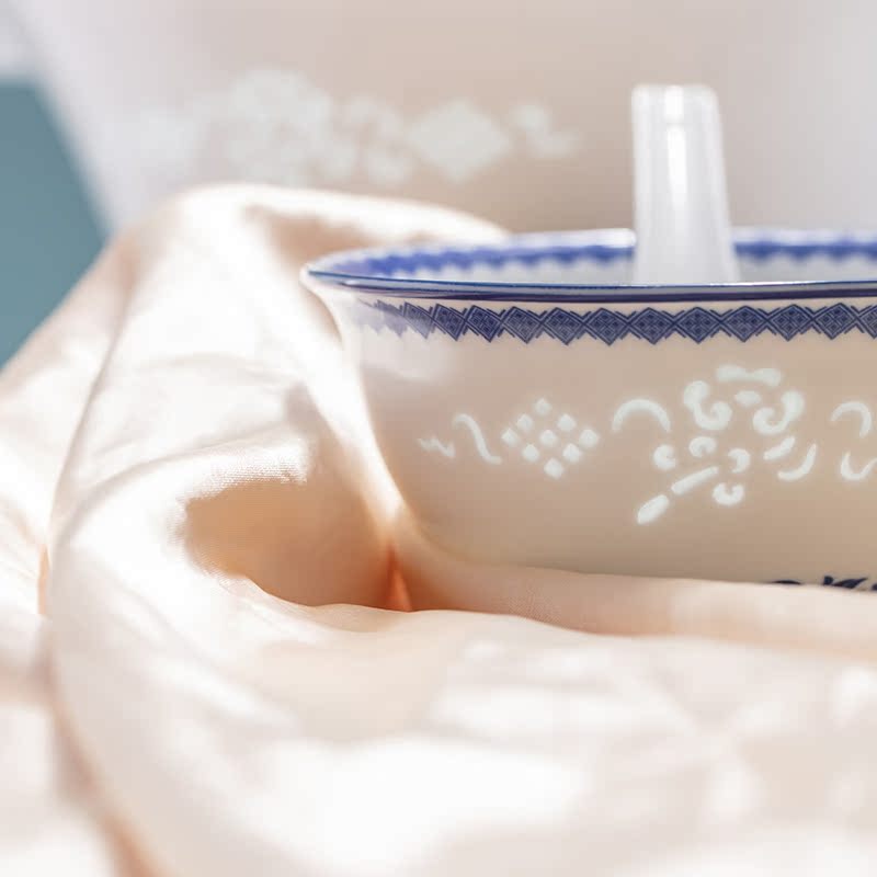 Jade BaiQing white porcelain in jingdezhen glaze and exquisite dishes set tableware woolly home dishes HeHeMeiMei 26