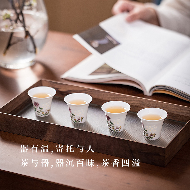 Jade cypress jingdezhen ceramic tea set tureen white porcelain cup body painting flowers pattern with the filter