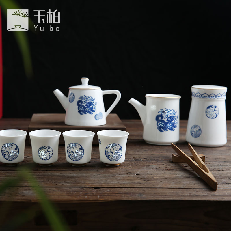 Jade ceramic zodiac parker and exquisite tea sets of a complete set of blue and white porcelain kung fu tea set prosperous matter best tea
