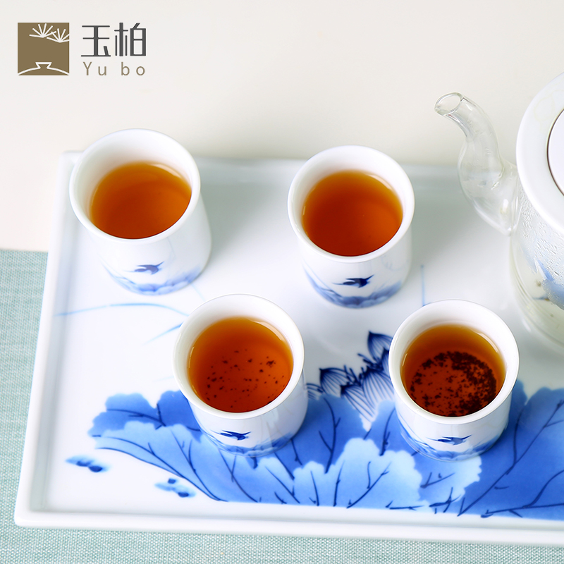 The Home of kung fu tea set of jingdezhen blue and white porcelain zen ceramic glass teapot matters lotus cup with tray