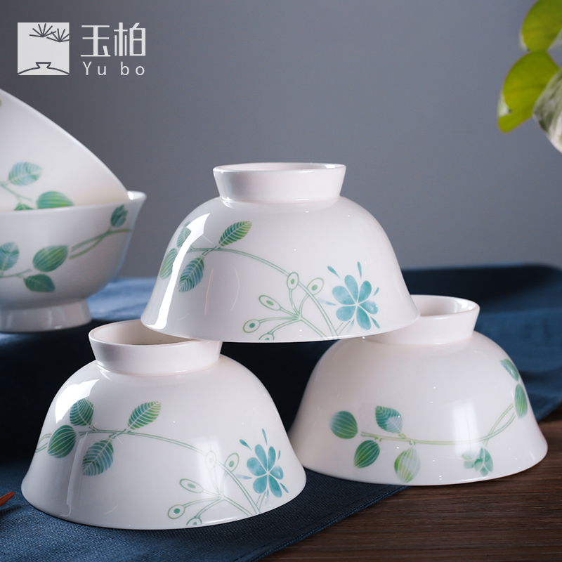 Jade cypress dishes suit ipads porcelain tableware household of Chinese style eat rice noodles bowl of soup bowl ceramic bulk, bowl of sprawl