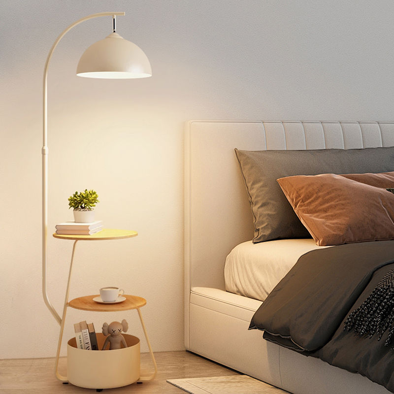Medieval Style Living Room Sofa Corner Floor Lamp Charging Storage Integrated Coffee Table Lamp Cream Style Bedroom Atmosphere Lamp
