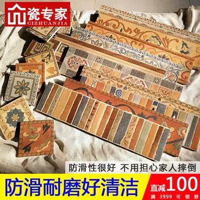 Living room skirting board waveguide line Ceramic tile Retro brick waist line crossing stone Entrance corridor entrance Antique brick threshold stone