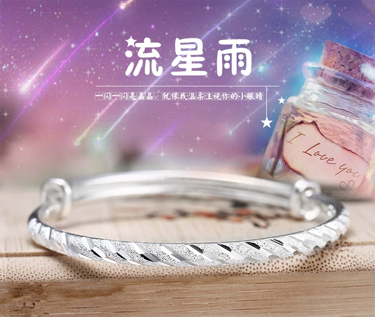 Vòng tay bạc đích thực S999 sterling bạc bóng đá nữ gửi mẹ sao gửi cho bạn gái thời trang hoang dã giản dị