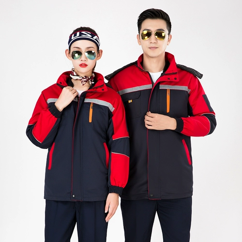 Зимняя светоотражающая куртка для работы, съемный пуховик, увеличенная толщина, длина миди