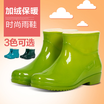 Winter ladies warm cotton waterproof rain boots water shoes non-slip thick rubber shoes womens shoes water shoes plus velvet short tube overshoes