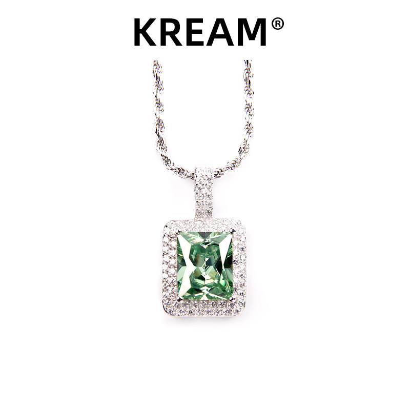 S925 Iced Rock necklace sterling silver full diamond gemstone necklace men and women with the same clavicle chain short chain